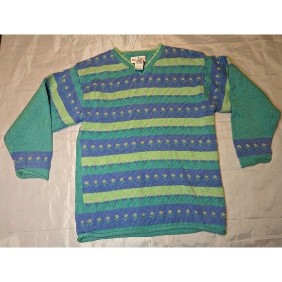 Vintage 1998 Girls Gymboree Long Sleeve 100% Cotton Sweater Girls Size XL Strips - Picture 1 of 13